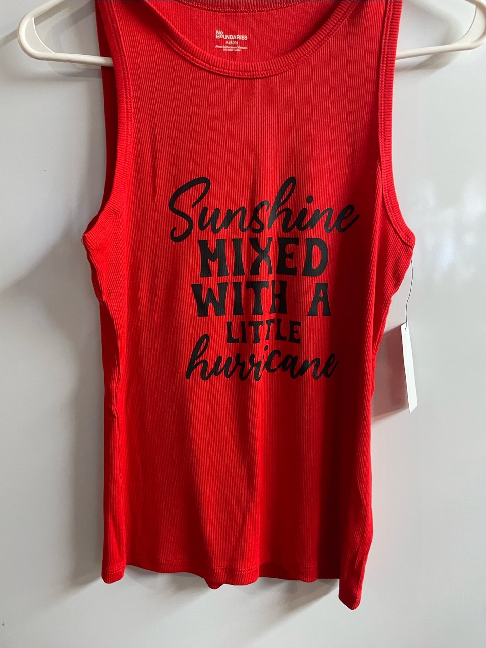 No Boundaries Red Tank Top with Black Script